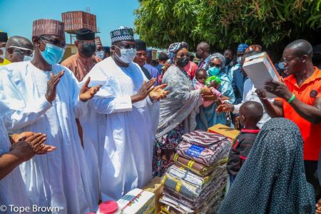 Lawan, senators mark 2nd anniversary with IDPs